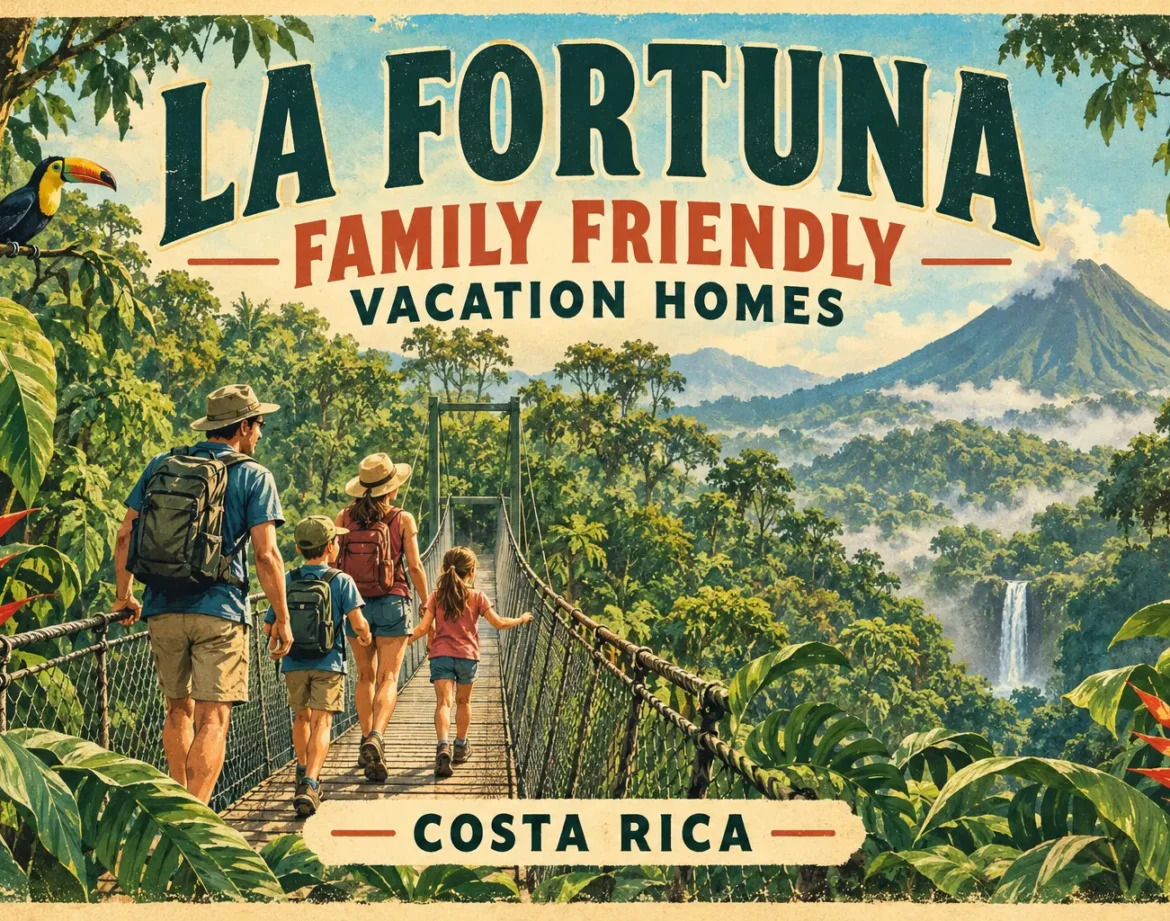 Family visiting the rainforest in La Fortuna Costa Rica with children